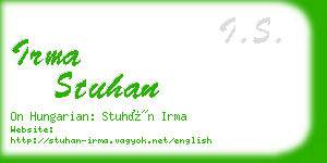 irma stuhan business card